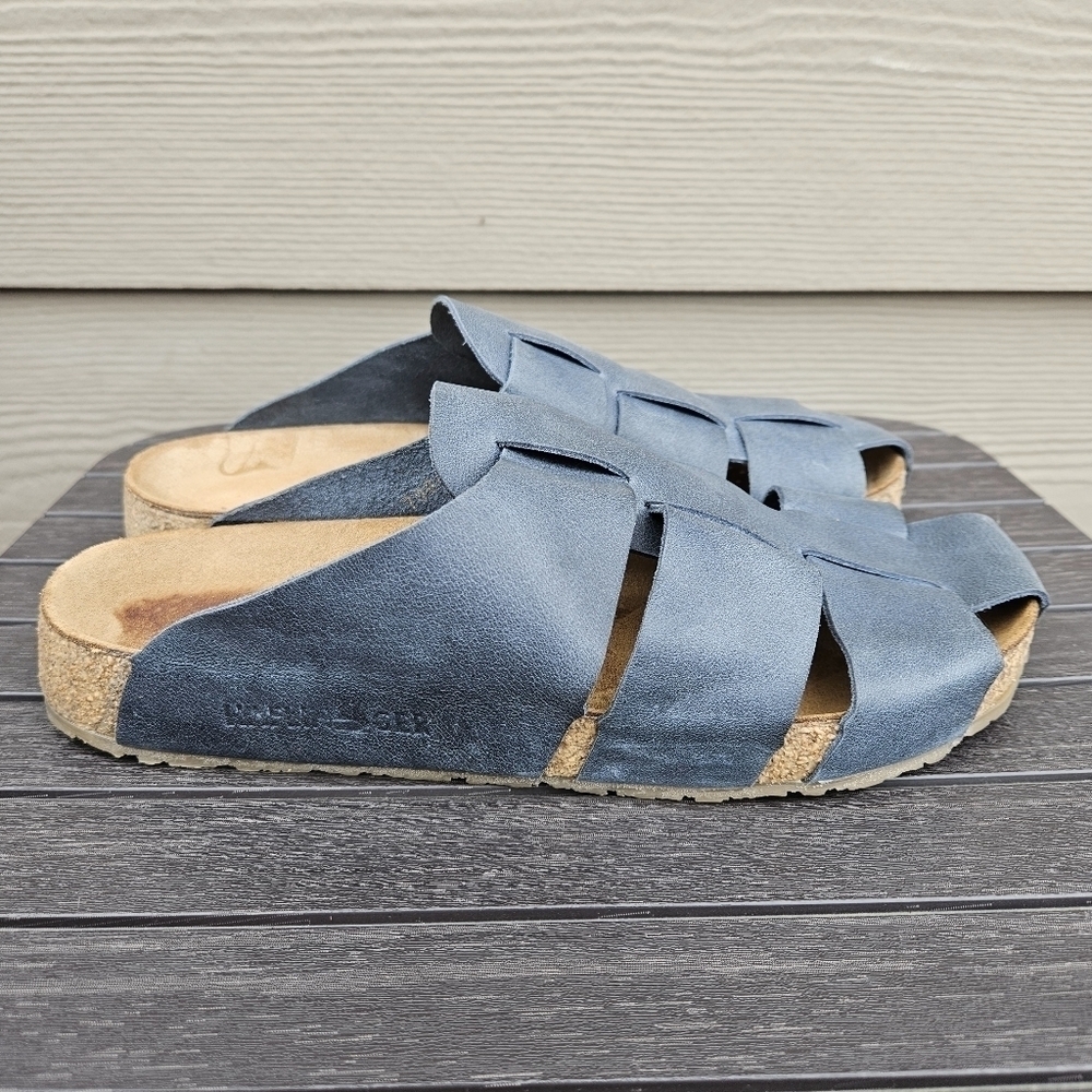 Haflinger Bio Pius Leather Sandals Shoes Slippers Mules Clogs Blue Brown Size 41